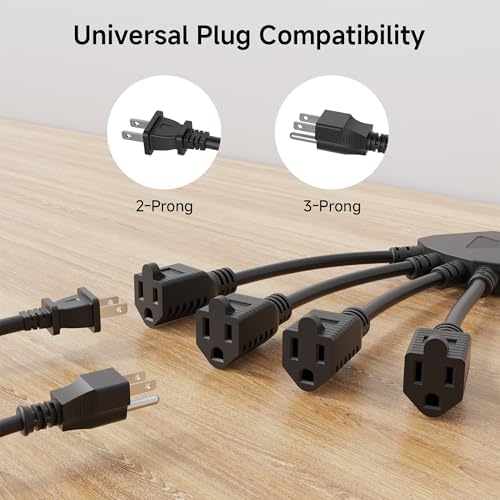 Cable Matters 2-Pack 16 AWG 4 Outlet Power Splitter, AC Plug Splitter 1.5ft - Image 6