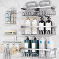 Veken Shower Caddy 6-Pack with Hooks, Bathroom Organizers & Storage, Silver by Veken