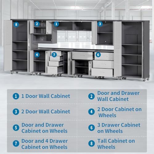 10-Piece Garage Storage Cabinets System Heavy Duty Workshop Set - Image 6