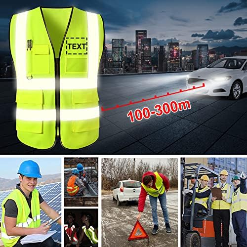 Custom Safety Vest for Men with Logo Customizable High Visibility Reflective Safety Vest with Pockets Adult Unisex - Image 5