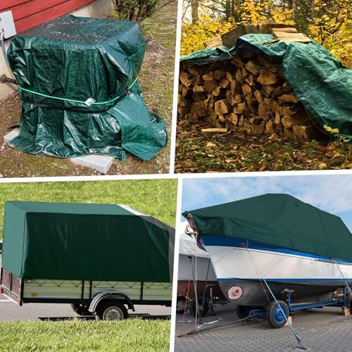Winpull Tarp 10x12FT, 20 Mil Thinked Tarps Heavy Duty Waterproof, Multipurpose Poly Tarp Cover for Outdoor Camping Pool Car Tent, Green/Brown Tarp - Image 6