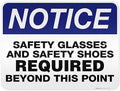 Safety Glasses and Safety Shoes Required Beyond This Point Sign, 18x24 by MySignCenter