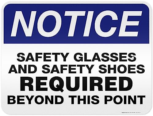 Safety Glasses and Safety Shoes Required Beyond This Point Sign, 18x24 by MySignCenter