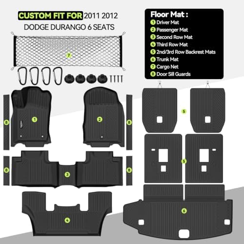 All Weather TPE Floor Mat Set for 2011 2012 Dodge Durango 6 Seats - Image 2