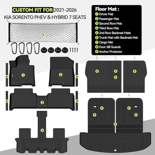 Floor Mat Set for 2021-2026 Kia Sorento PHEV & Hybrid 7 Seats - Image 2
