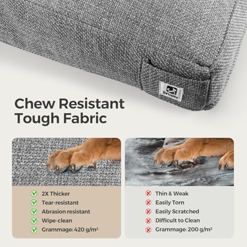 Sytopia 47 Inch Indestructible Dog Bed for XXL Dogs, Chew Proof Washable Pet Crate Pad with Removable Cover, Durable Waterproof Dog Bed Great for Indoor, Crate, Patio Use, Grey - Image 4