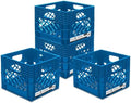 ORGANIZE-IT! 4 Pack Storage Milk Crate, Heavy Duty Versatile Box Organizers with Easy-Grip Handles, Interior 12.25"L x 12.25"W x 10.5"H, Blue by Organize-It