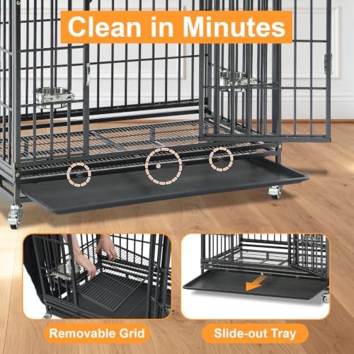 Homey Pet 37" Heavy Duty Stackable Dog Crate with Wheels for Medium Dogs - Image 6