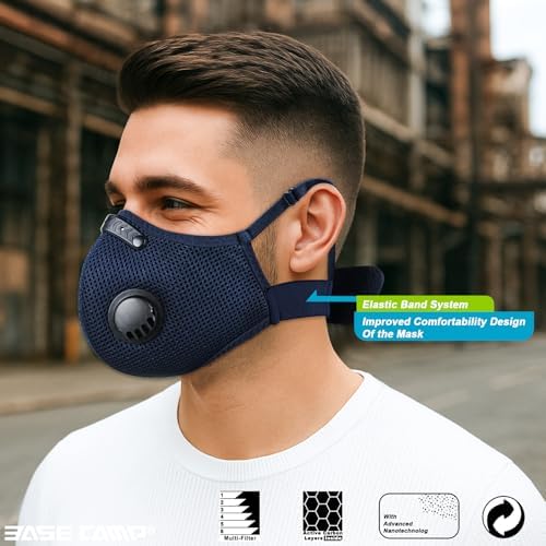 BASE CAMP Upgrade M Plus Dust Mask, Reusable Respirator Mask for Woodworking, Face Protection with 99.9% Effective Carbon Filters for Construction, Landscaping, Sanding, Painting, Pollution - Image 2