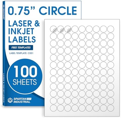 0.75" Round Labels for Laser & Inkjet, Spartan Industrial Template C001 by SpartanIndustrial