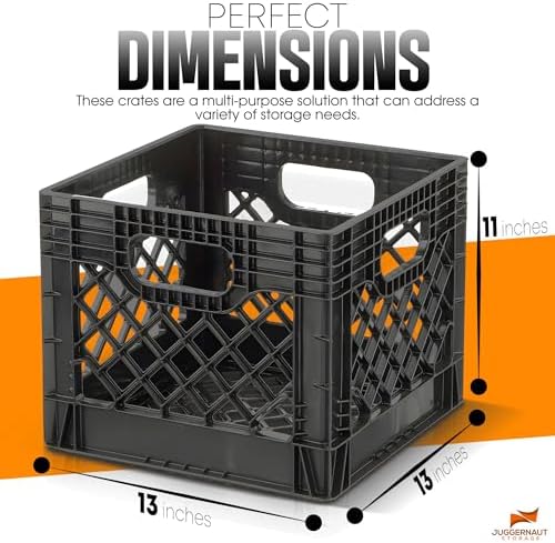 Juggernaut Storage 2-Pack Stackable Heavy Duty Milk Crates, Handles, 16 Qt - Image 3