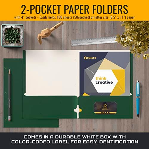 Better Office Products Two Pocket Portfolio Folders, 50-Pack, Dark Green, Letter Size Paper Folders, 50 Pieces, Hunter Green - Image 3