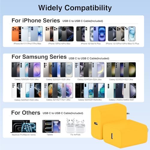 60W USB C Quick Wall Charger Block for Galaxy S26 Android Phones, 3Pack Super Fast Charger Adapter with Bulk 3/6/10FT Long USB C Charging Cable Cords for Samsung Galaxy S26+/S25/S24/S23 Ultra - Image 6