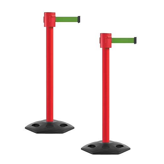 Montour Line MSR760 Set of 2 Retractable Belt Barrier Stanchion, Rubber Base by Montour+Line