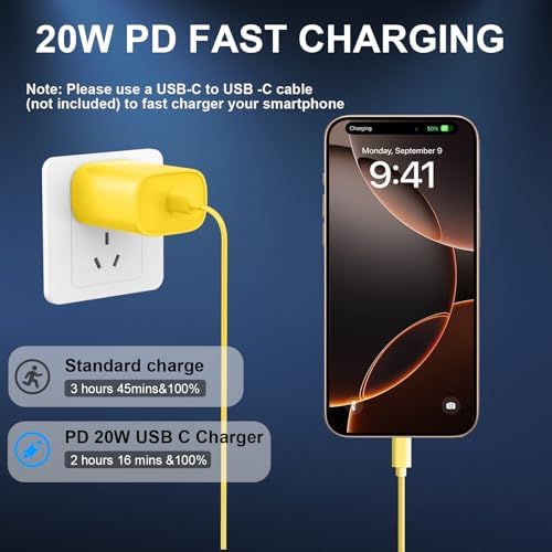 Phone 17 16 15 Charger Fast Charging Type C Chargers USB C Fast Charger Block & Phones 17 Charger Cord 10FT Long USB C Charging Cable for i.Phone 17/17 Pro/17 Pro Max/Air/Phone 16 15 Pro Max,Yellow - Image 4