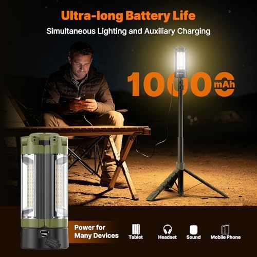 OGERY Camping Lights with Stand & Remote, 10000mAh Rechargeable Work Light - Image 2