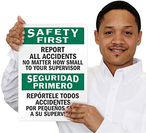 SmartSign - S-5981-PL-14 "Safety First - Report All Accidents To Supervisor" Bilingual Sign | 10" x 14" Plastic - Image 2