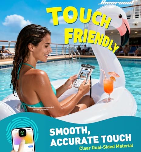 Hiearcool Waterproof Phone Pouch, Waterproof Phone Case, Clear&Green 2-Pack - Image 4
