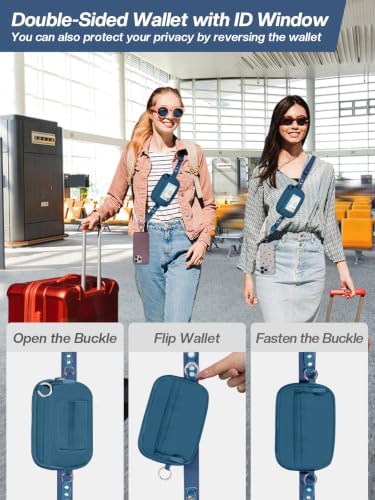 Tiostep Clip and Go Strap for Phone with Wallet Crossbody Phone Lanyard Adjustable and Detachable RFID Wristlet Wallet (Blue Peacock, Large) - Image 5