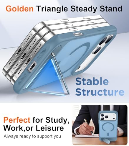 Temdan Magnetic for iPhone 18 Pro Case/iPhone 17 Pro Case Stand Light Blue - Image 4