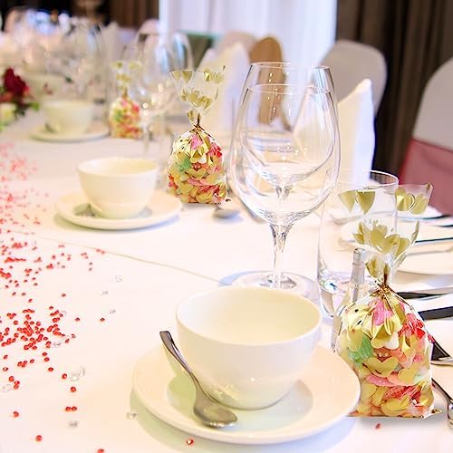 COQOFA 100Pcs 5X11IN Gold Heart Cello Cellophane Treat Bags for Party Favors, Candy, Cookies - Clear Plastic Poly Storage With Twist Ties for Baby Shower, Valentine, Birthday - Image 5