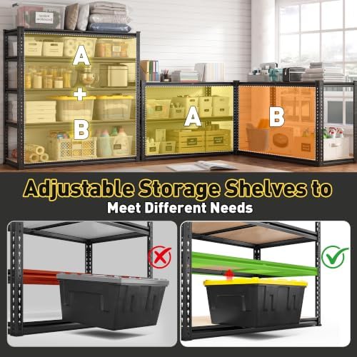 REIBII 40" W Storage Shelves,2500LBS Heavy Duty Garage Shelving for Basment - Image 6