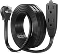 Maximm 50 Ft Flat Plug Extension Cord, 3-Outlet, Angled Plug, Black, UL by MaximmCable