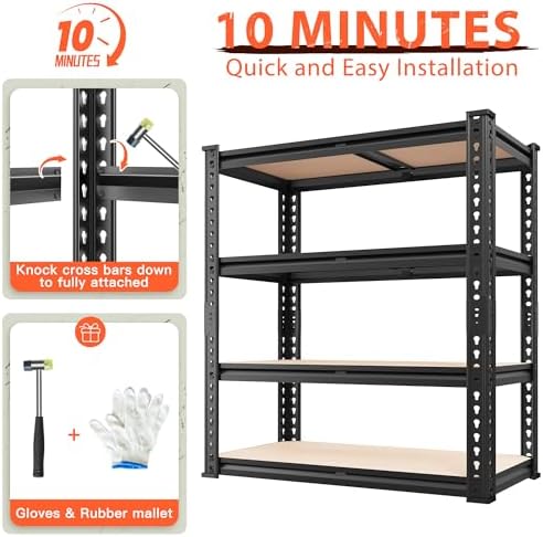 Romorgniz 60.8" H Garage Shelves 5 Tier Storage Shelves Organizers,2000LBS Heavy Duty Adjustable Shelving Unit,Garage Shelves Metal Shelf for Basement, Warehouse,Commercial,School,40" W x20 D,2P - Image 4