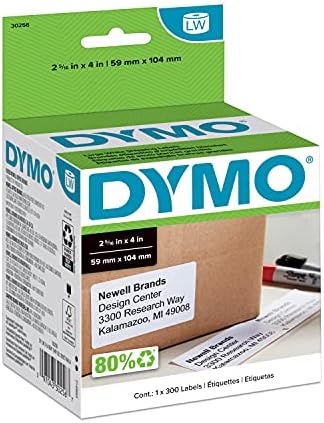 DYMO Authentic LW Large Shipping Labels, for LabelWriter Label Printers, Prints Up to 6-Line Addresses, 2-5/16" x 4", 1 Roll of 300 by Dymo%C2%AE