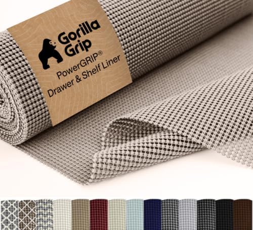 GORILLA GRIP powerGRIP Drawer Shelf and Cabinet Liner, 17.5"x20', Beige by GorillaGrip