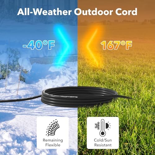 BN-LINK 8 ft Indoor/Outdoor Extension Cord 16/3 SJTW, Black, Water & Weather Resistant, 3-Prong Grounded Plug for Landscaping & Holiday Decorations, Home & Office, 13A ETL - Image 5