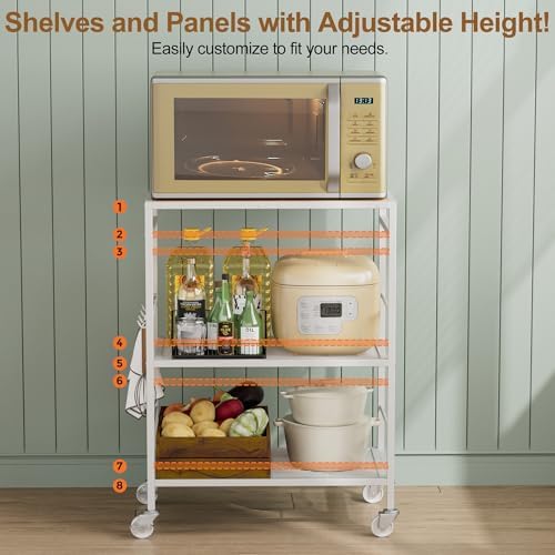 3 Tier Rolling Kitchen Microwave Cart, Utility Cart , Microwave Stand White - Image 3