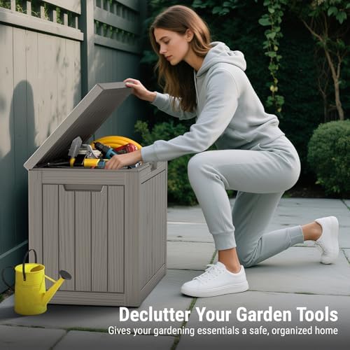 Mars Villa 50 Gallon Outdoor Storage Box, Deck Box Waterproof, Grey - Image 3