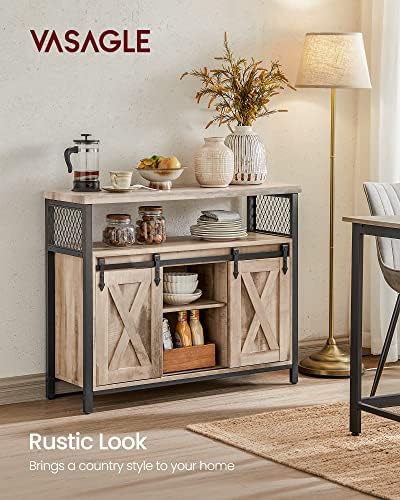 VASAGLE Buffet Cabinet, Coffee Bar with 2 Sliding Barn Doors - Image 5