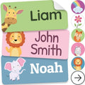 Personalized Name Labels for Kids (140 Labels) - Durable & Waterproof Custom Name Stickers for Clothing Tags, School Supplies, Camp & Daycare - Adventure (1.2”x0.5”) by melukids