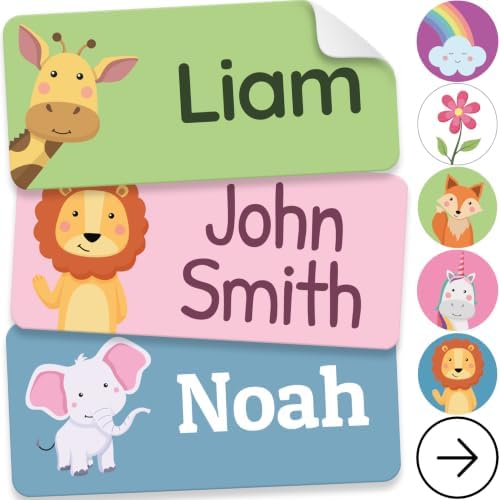 Personalized Name Labels for Kids (140 Labels) - Durable & Waterproof Custom Name Stickers for Clothing Tags, School Supplies, Camp & Daycare - Adventure (1.2”x0.5”) by melukids