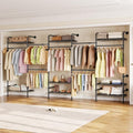 Closet Organizers and Storage, 5-Row Heavy Duty Clothes Rack for Hanging Clothes, Wall Mounted Closet System with 4 Telescopic Rods, 3 Fixed Rods, 6 Hooks, 8 Shelves for Wardrobe, Bedroom, Small Space by Seedsec