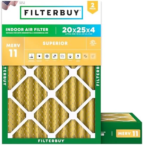 Filterbuy 20x25x4 Air Filter MERV 11 Pet & Allergy Defense (2-Pack) by Filterbuy