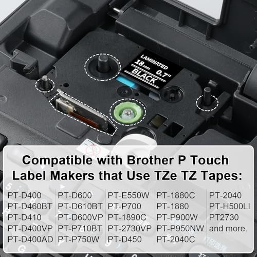 18mm Black Label Tape TZe-345 Replacement for Brother P Touch Label 0.7'' (Pack of 2) - Image 3