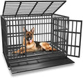 BOLDBONE 48 inch Heavy Duty Indestructible and Escape-Proof Dog Crate Cage Kennel for Large Dogs, High Anxiety Dog Crate with Removable Wire Trays and Wheels, Extra Large XL XXL, Black by BOLDBONE
