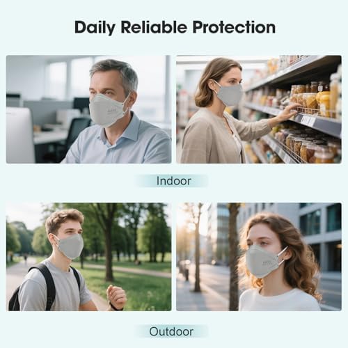 LEMENT KN95 Face Masks,50 Pack Breathable Dust Safety Mask For Adult, Grey - Image 6