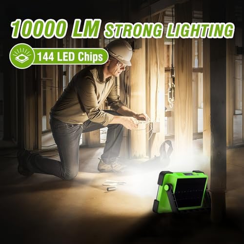 120W Solar Rechargeable 144 LED Work Light, 10000LM Flood Light - Image 4