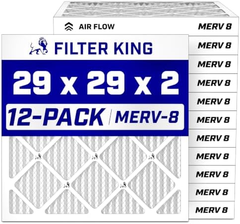 Filter King 29x29x2 Air Filter MERV 8, AC Furnace Filters (12-Pack) by FilterKing