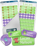 Bunny Badges Personalized Name Labels for Kids (70 Labels) - Custom Waterproof Name Stickers for Daycare, Clothing Tags, Water Bottles, Lunch Boxes and School Supplies (Dragons) by BunnyBadges