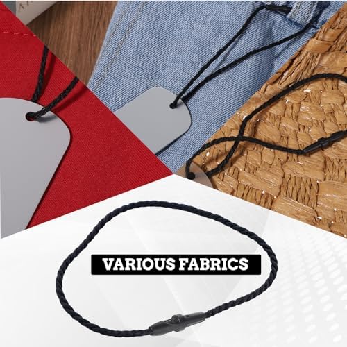 200Pcs 7.8 Inch/20cm Cotton Hang Tag String Fasteners, Hanging Rope Snap Lock Pin Loop Fastener Hook Ties Plastic Tags Ties for Clothes Tag, Price Tags, Shoes Snap Lock, Luggage Label (Black) - Image 4