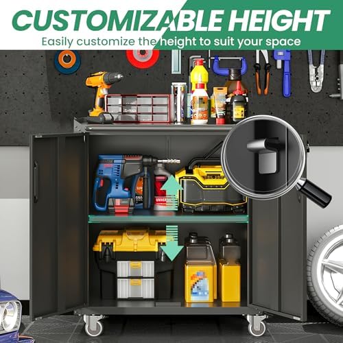 12-Piece Heavy Duty Steel Garage Cabinet System | All-in-One Modular Garage Cabinet Set for Ultimate Workshop Organization | Easy Assembly Garage Storage Cabinets & Tool Bench (Black) - Image 6