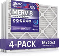 BNX TruFilter 16x20x1 Air Filter MERV 8 (4 Pack) - MADE IN USA – Dust & Pet Defense Electrostatic Pleated Air Conditioner HVAC AC Furnace Filters for Dust, Pet, Mold, Pollen MPR 600 – 700 & FPR 5 by BNX