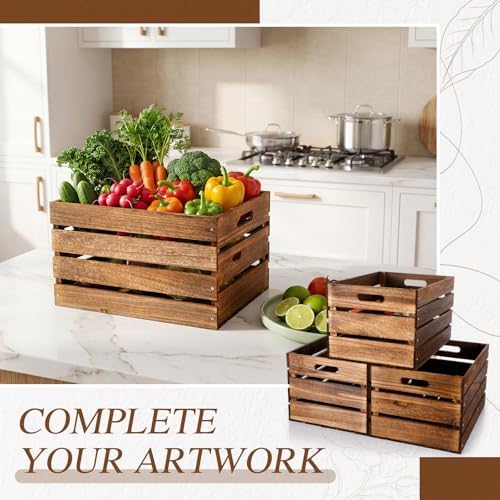Weysat 3 Pack Large Wood Crates Box for Storage 16 Inch, Brown - Image 5