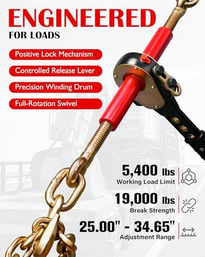 Impact Wrench Ratchet Binders (2-Pack) - for 5/16" & 3/8" Chain, 5400 lbs WLL | Heavy-Duty Cargo Tie-Down & Load Securement - Image 5