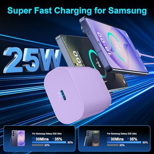 Super Fast Charger Type C, 25W USB C Wall Charger Fast Charging 6.6FT Cable - Image 2